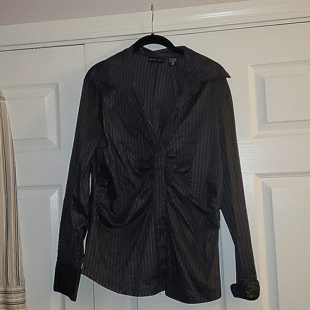 Size 18 blouse navy blue and silver